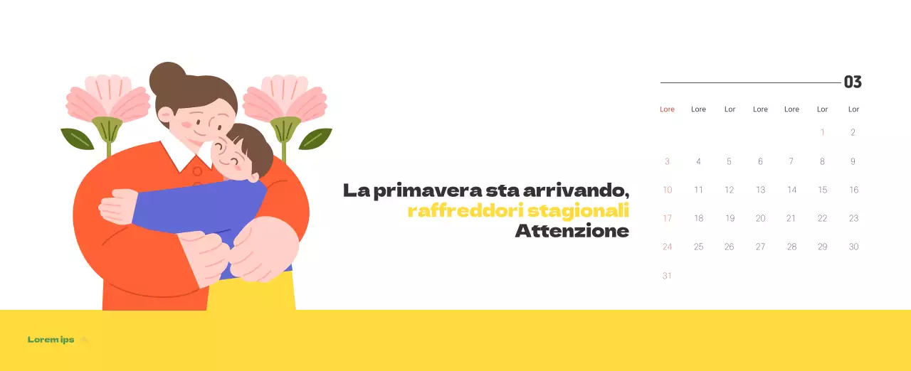 Un ospedale festivo con illustrazioni a tema salute e famiglia e accenti colorati