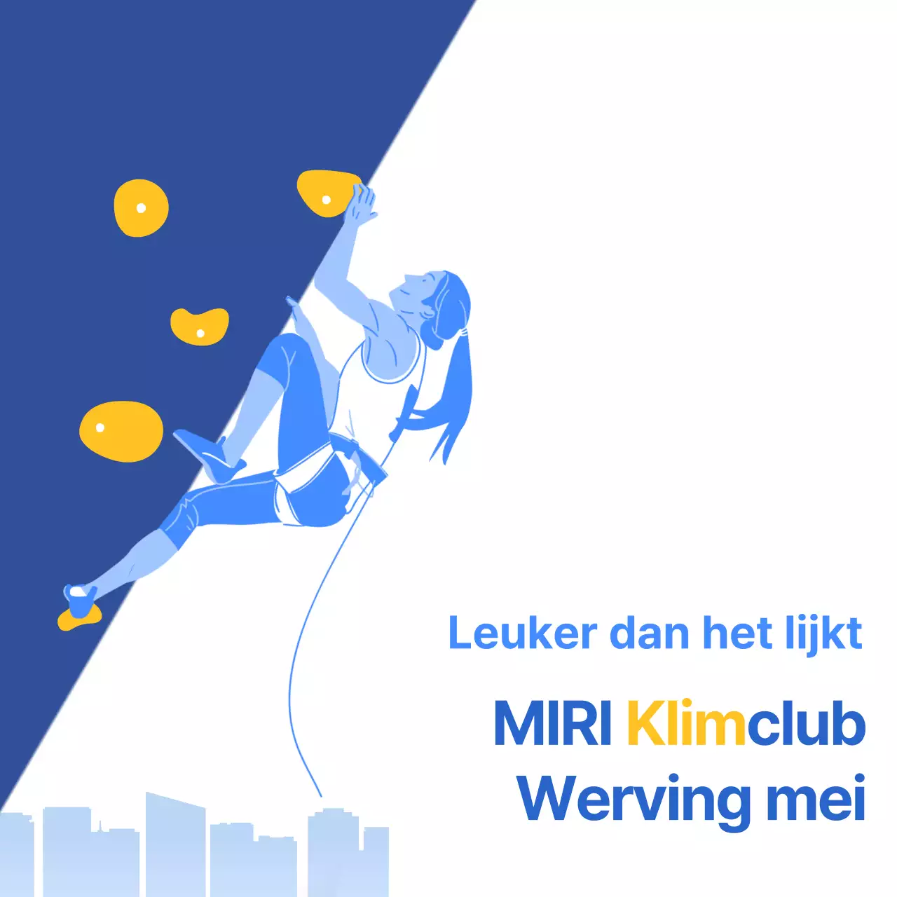 Een eenvoudige blauw met gele klimwervingsplaats