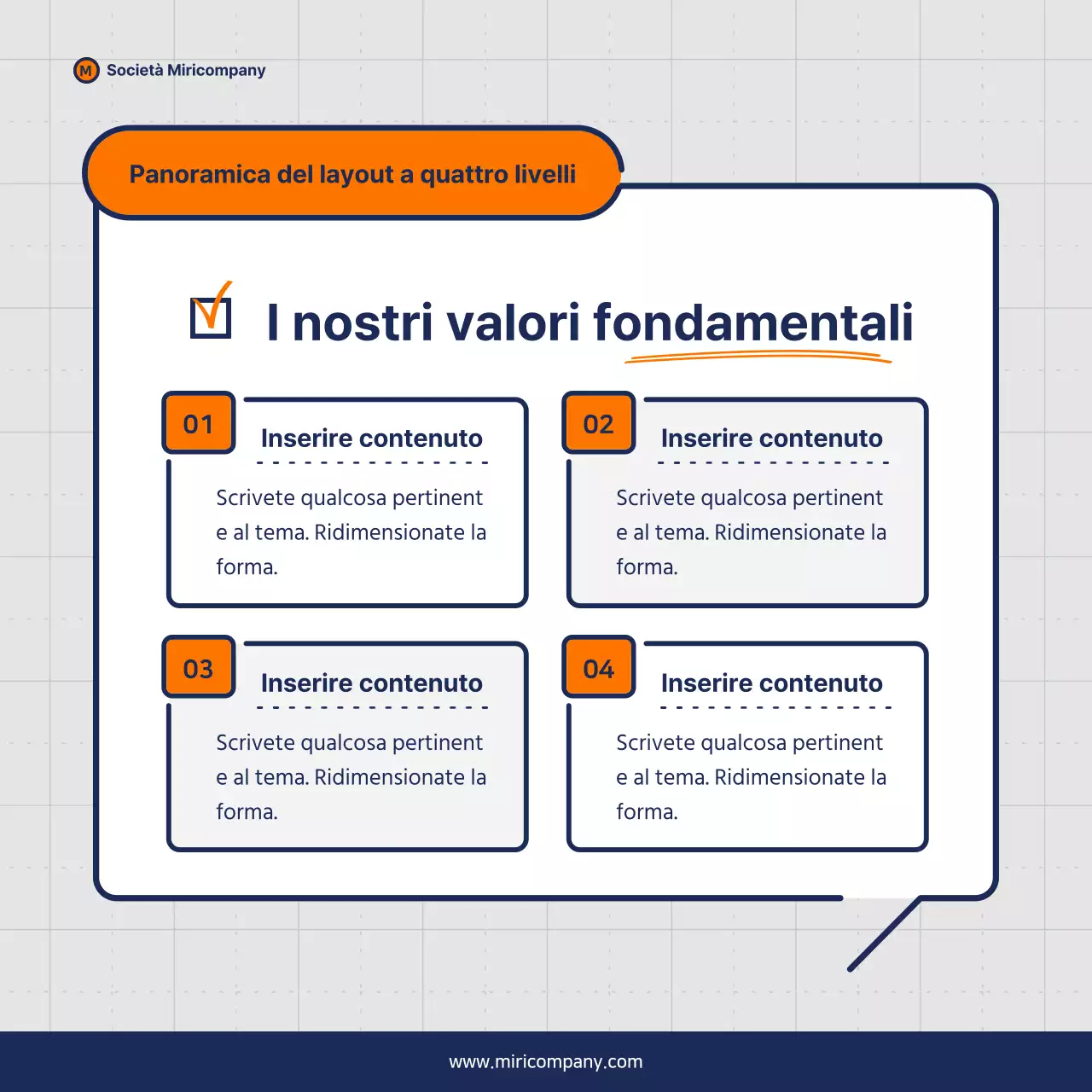 Proposta di business pitch minimalista in arancione e blu navy