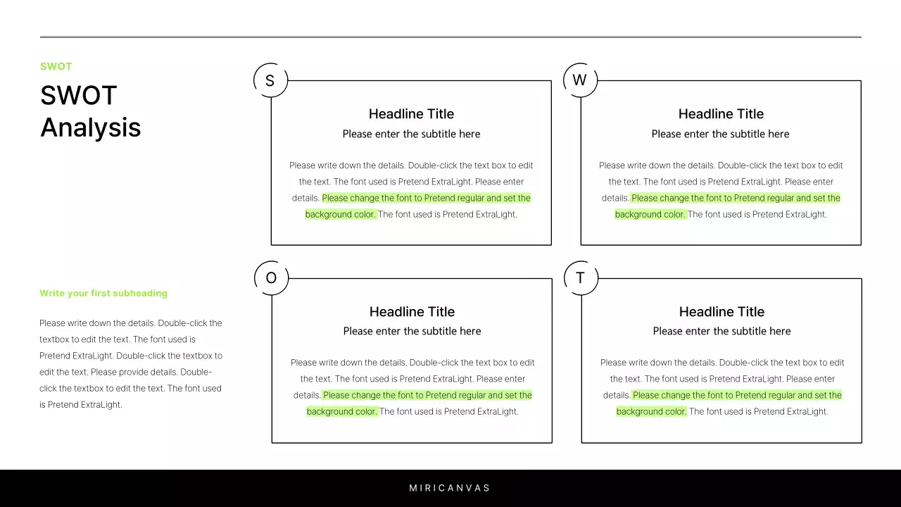 A simple white and chartreuse report to introduce your project