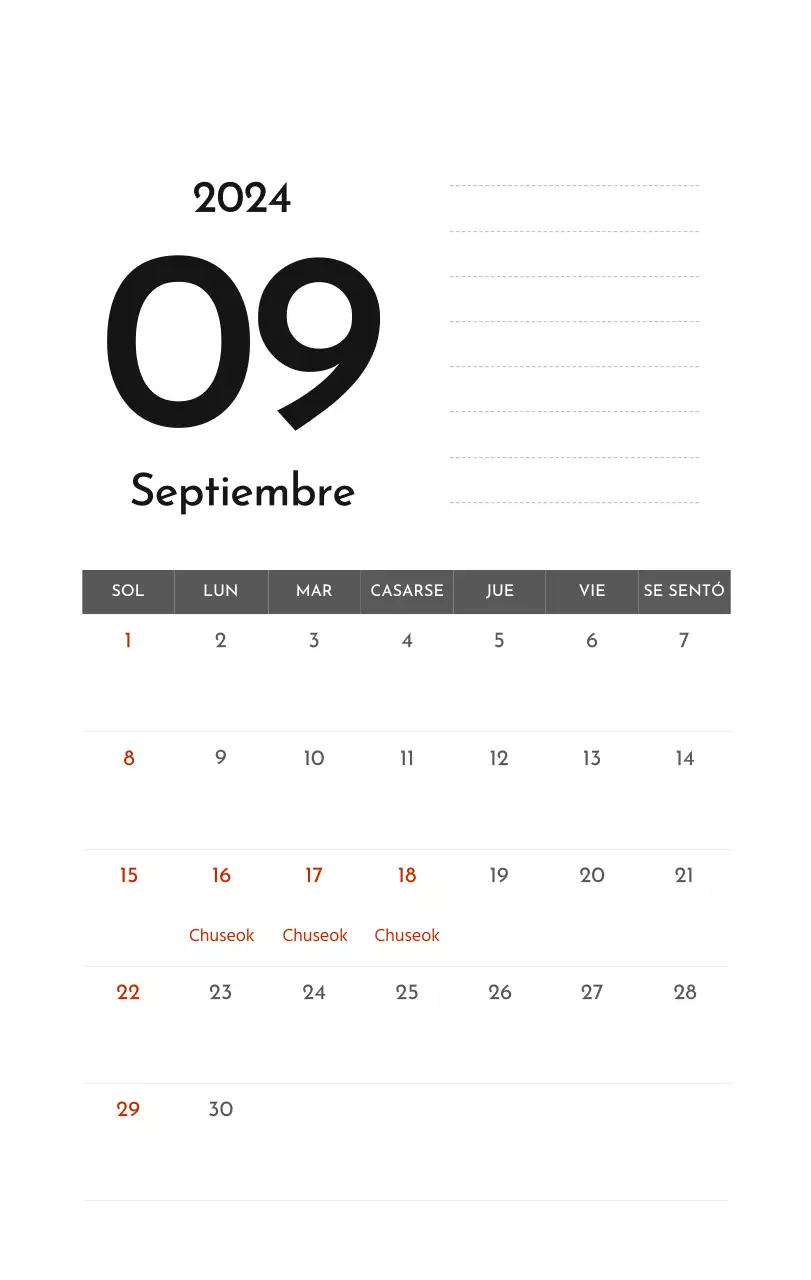 Un sencillo calendario corporativo en gris