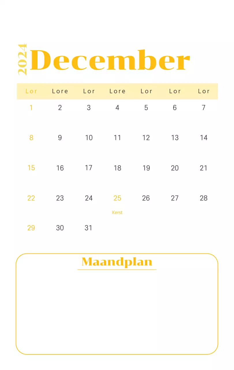 Kalender met jeugdillustraties op een gele en groene achtergrond