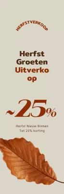 Herfstpromotie met de nadruk op een strakke korting met een afbeelding van vallende bladeren in een bruine accentkleur