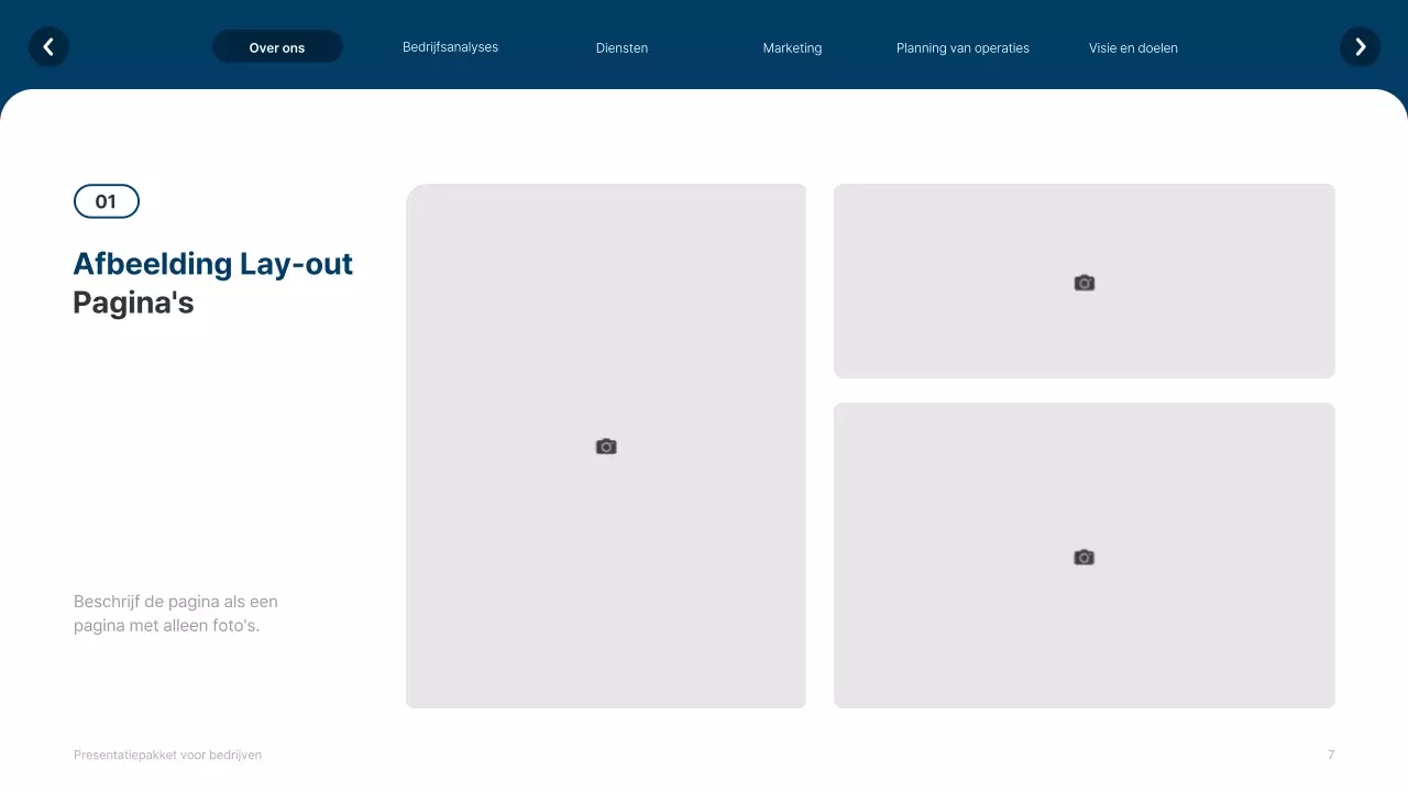 Eenvoudige witte en marineblauwe website bedrijfsprofiel