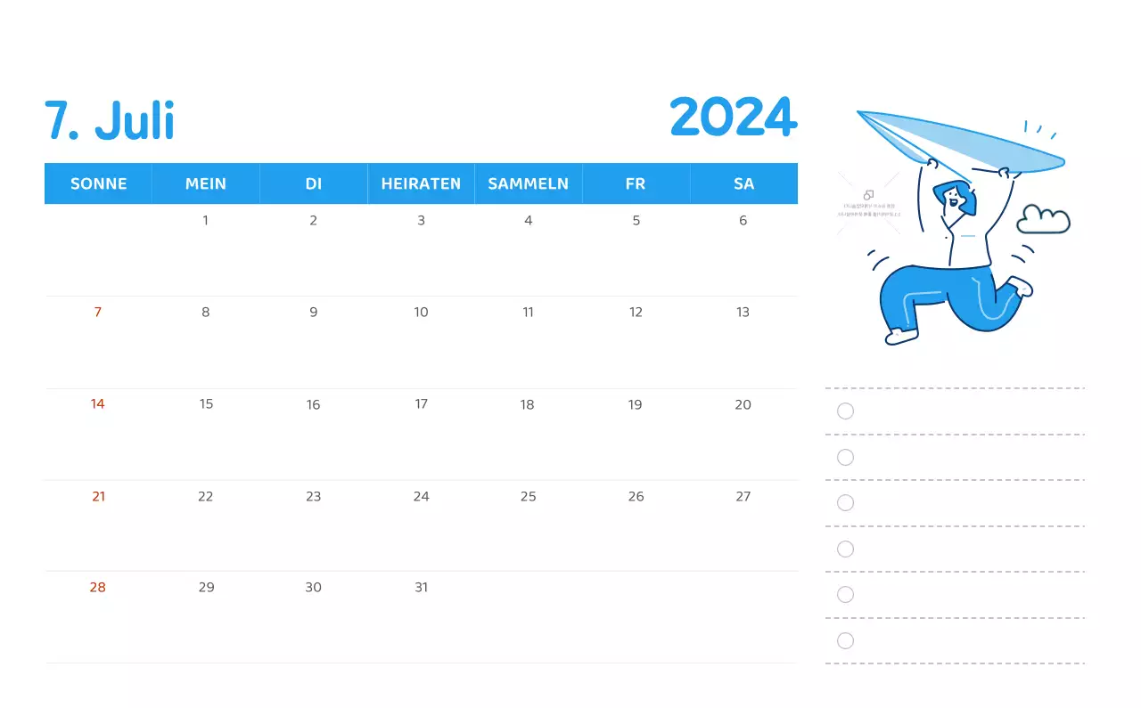 Ein Kalender mit farbenfrohen und emotionalen Illustrationen