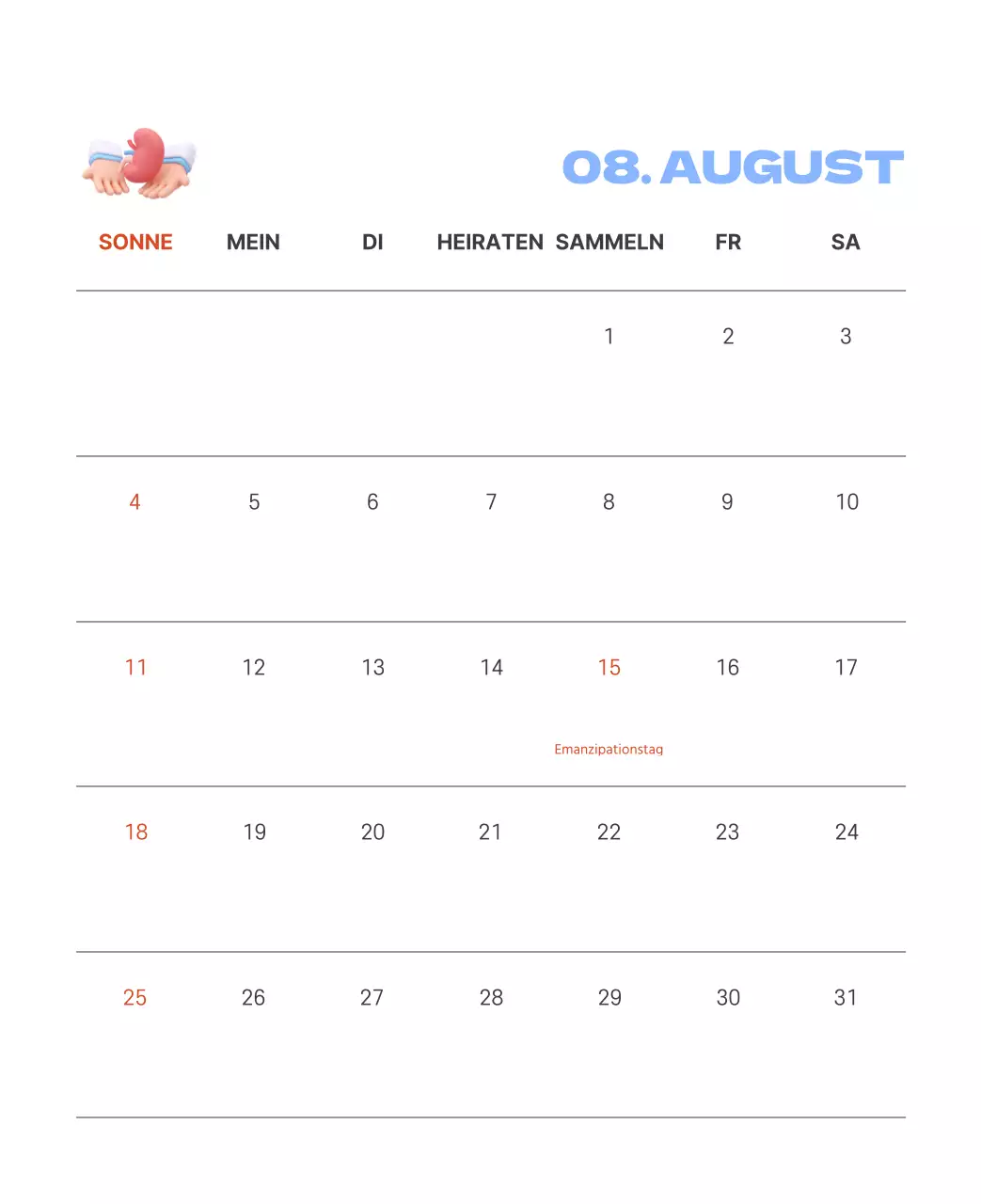 Ein festliches Krankenhaus mit Illustrationen zum Thema Gesundheit und Familie und farbenfrohen Akzenten