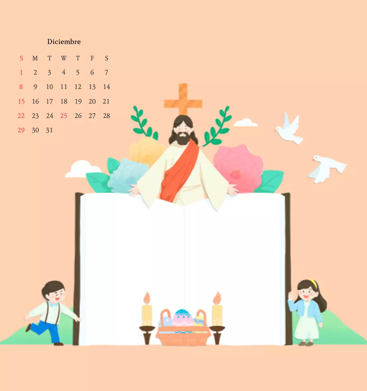 Iglesias con simpáticas ilustraciones en colores cálidos