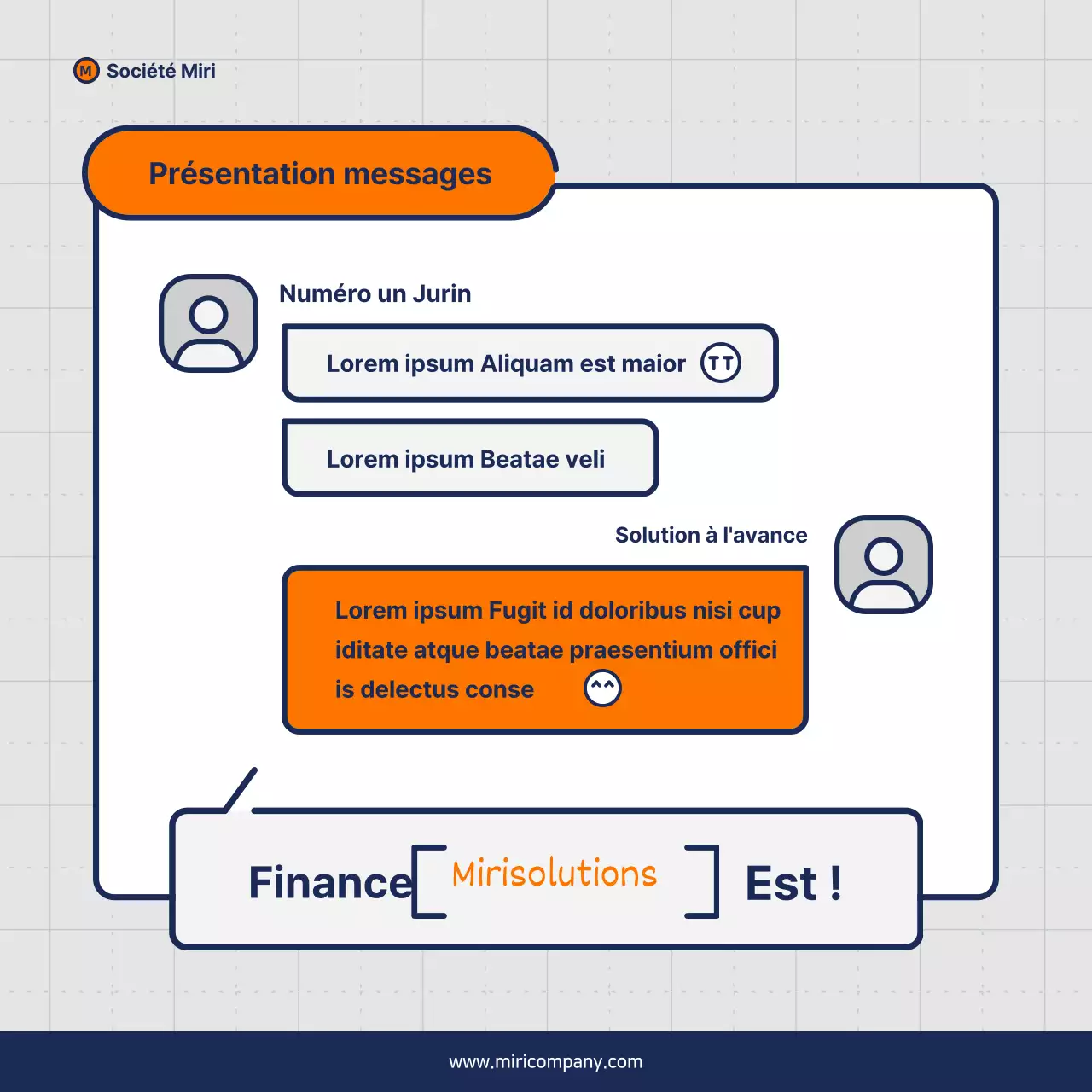 Proposition de pitch d'entreprise minimaliste en orange et bleu marine
