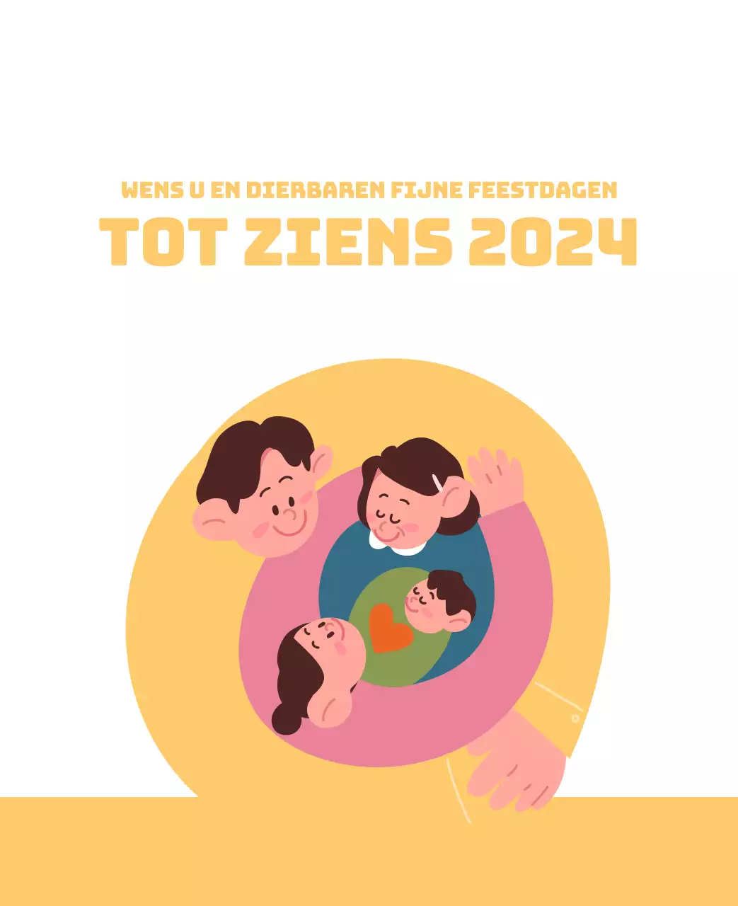 Een feestelijk ziekenhuis met illustraties met gezondheids- en gezinsthema's en kleurrijke accenten