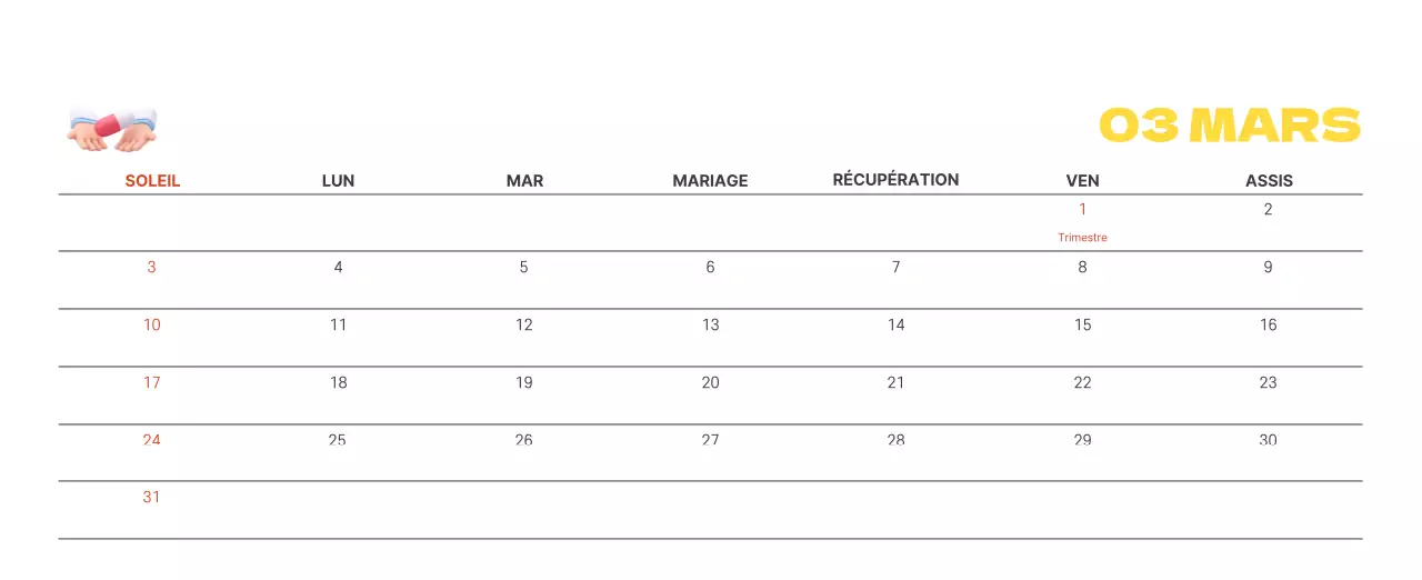 Un hôpital festif avec des illustrations sur le thème de la santé et de la famille et des accents colorés.