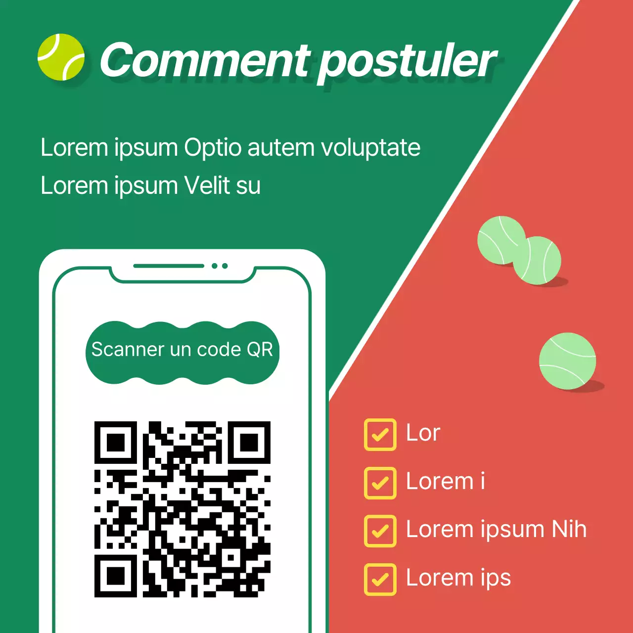 Promouvoir l'adhésion à un club de tennis moderne en vert et en brun