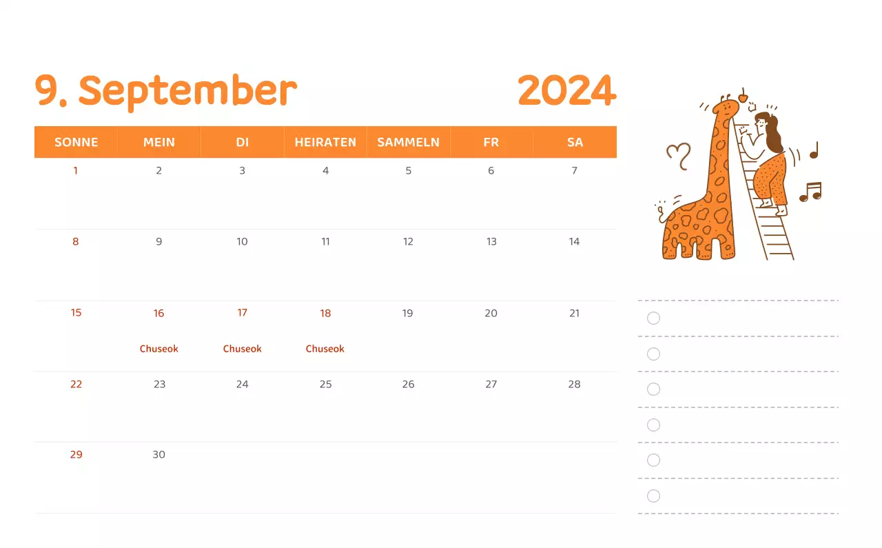 Ein Kalender mit farbenfrohen und emotionalen Illustrationen