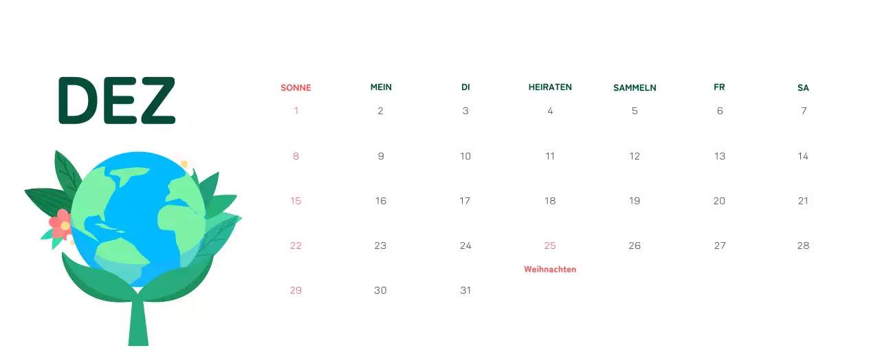 Mit farbenfrohen Illustrationen von Menschen und dem Planeten wird die Weihnachtszeit gefeiert.