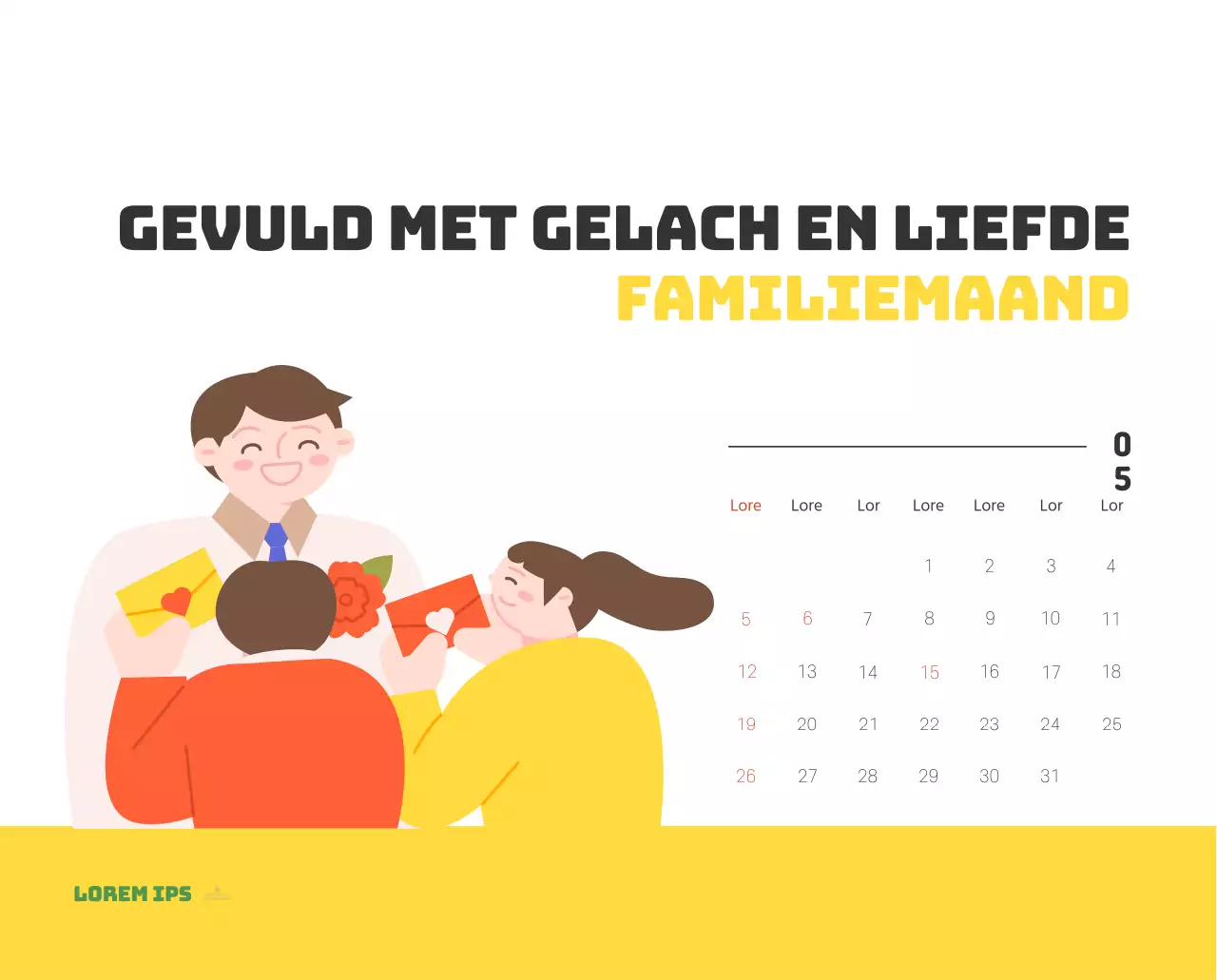 Een feestelijk ziekenhuis met illustraties met gezondheids- en gezinsthema's en kleurrijke accenten