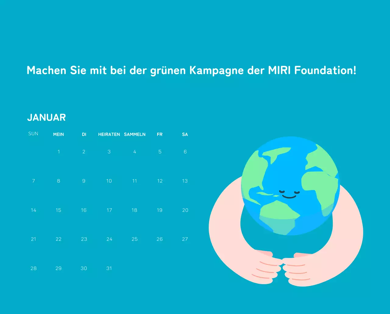 Mit farbenfrohen Illustrationen von Menschen und dem Planeten wird die Weihnachtszeit gefeiert.