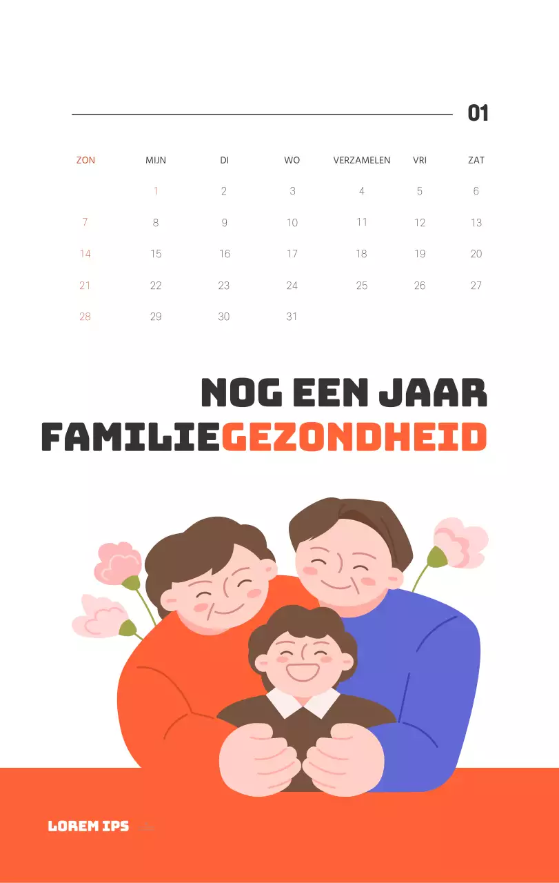 Een feestelijk ziekenhuis met illustraties met gezondheids- en gezinsthema's en kleurrijke accenten