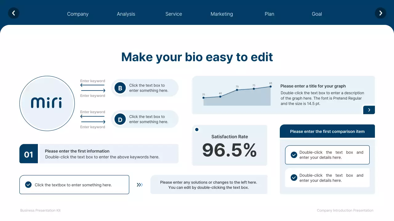 A simple white and navy blue website company profile