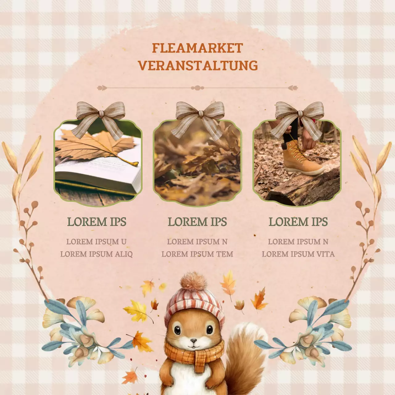 Förderung eines klassischen Flohmarkts in Pink und Khaki