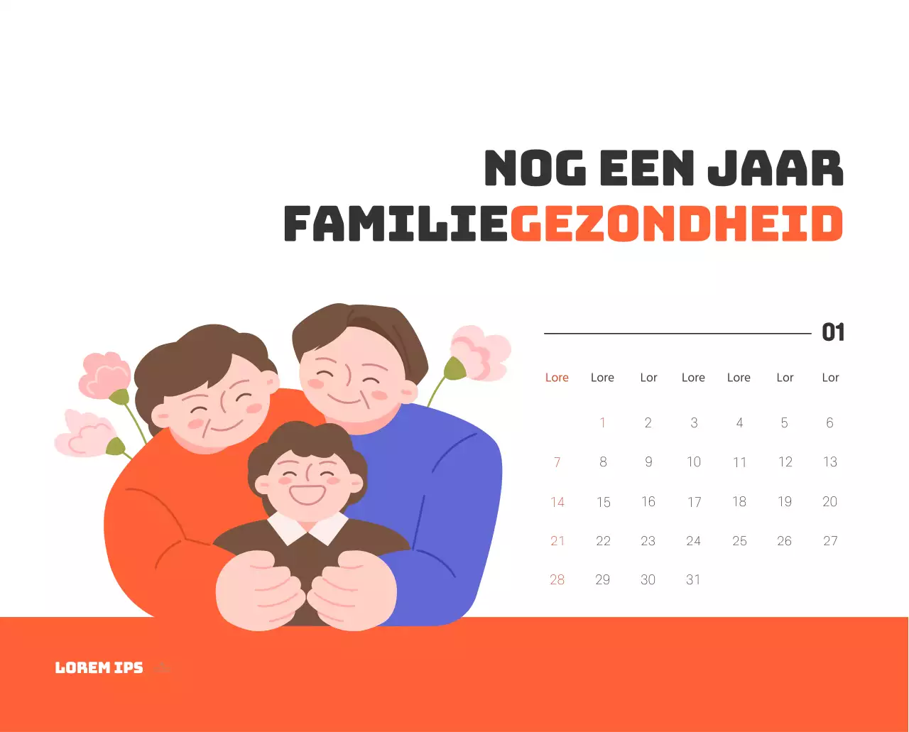 Een feestelijk ziekenhuis met illustraties met gezondheids- en gezinsthema's en kleurrijke accenten