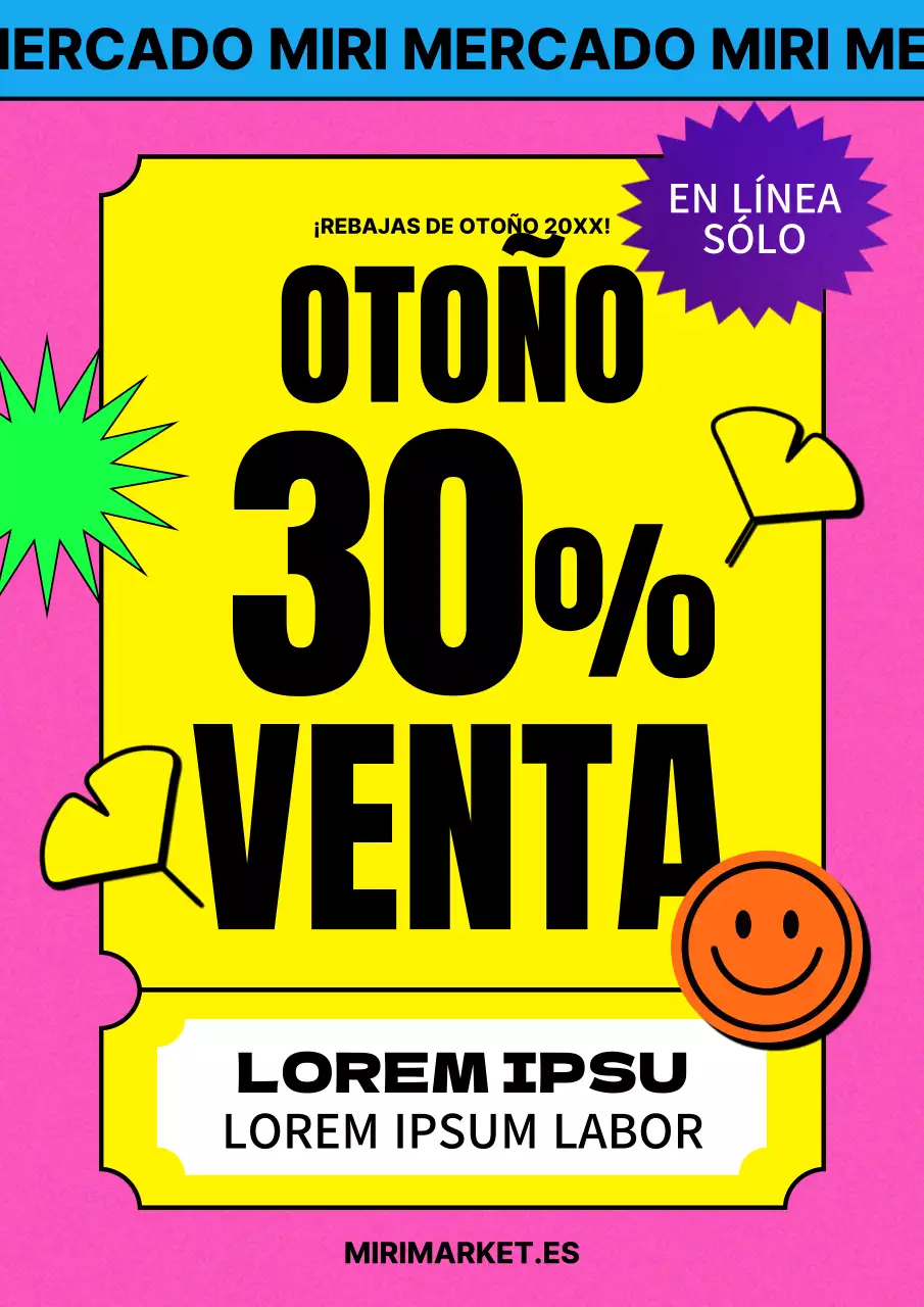 Promociona bonitas ofertas de otoño en rosa y amarillo
