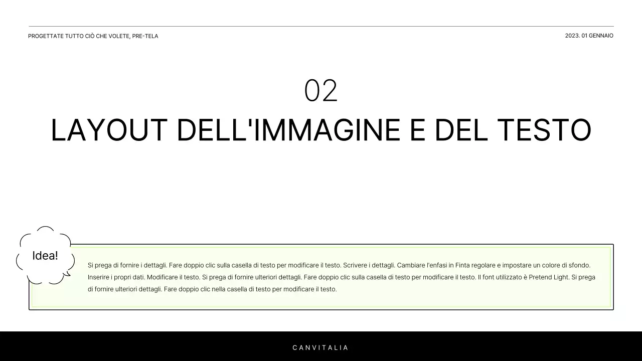 Una semplice relazione in bianco e chartreuse per introdurre un progetto