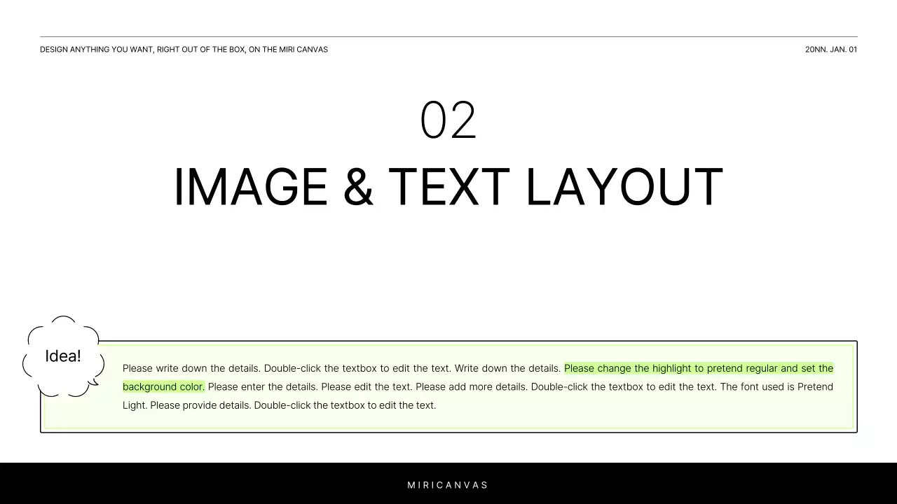 A simple white and chartreuse report to introduce your project