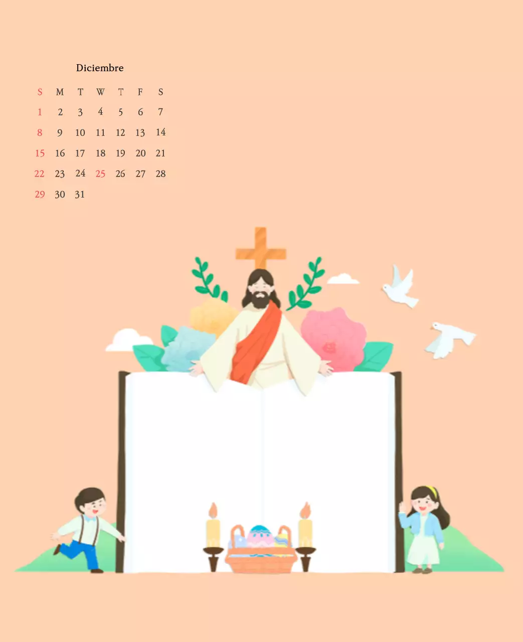 Colores cálidosIglesias con simpáticas ilustraciones