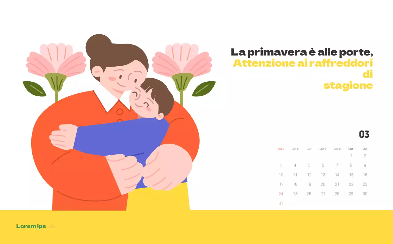 Un ospedale festivo con illustrazioni a tema salute e famiglia e accenti colorati