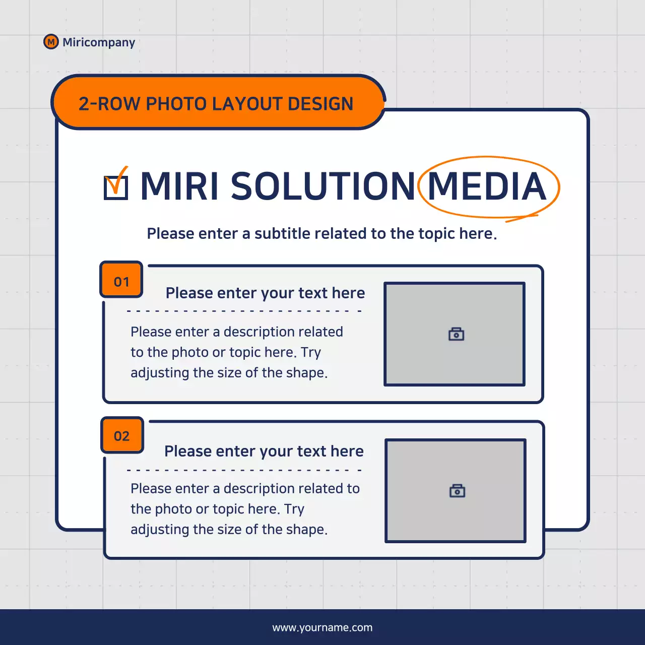 Minimalist business pitch proposal in orange and navy blue