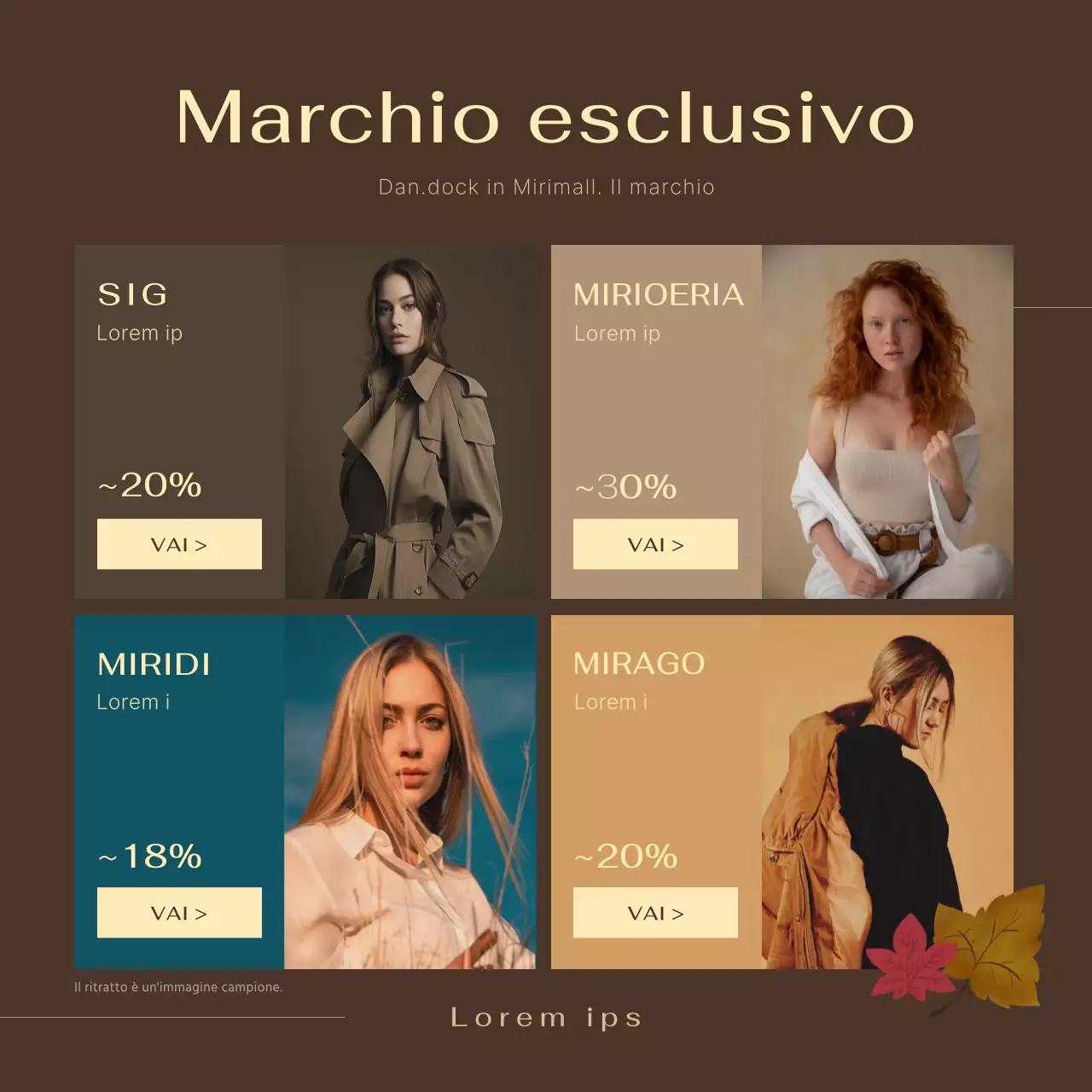 Promuovere un evento moderno e di tendenza a tema autunnale in marrone e kaki