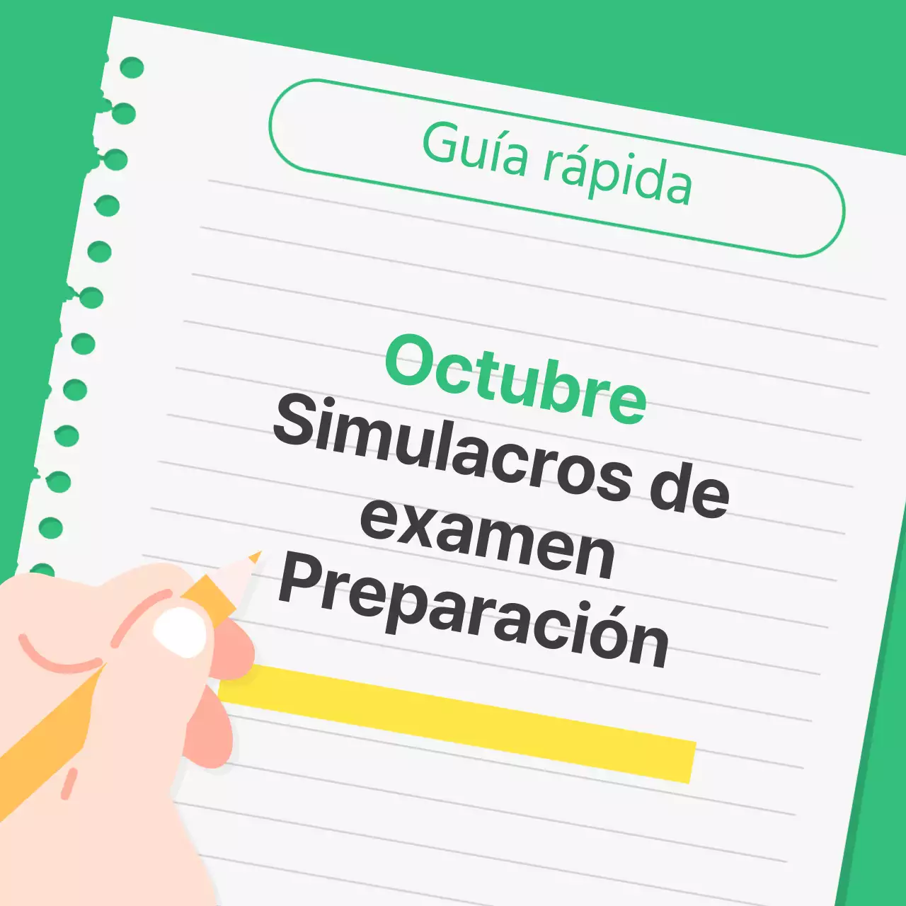 Guía de preparación para un examen práctico sencillo verde y amarillo