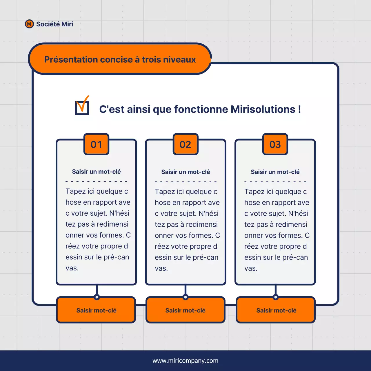 Proposition de pitch d'entreprise minimaliste en orange et bleu marine