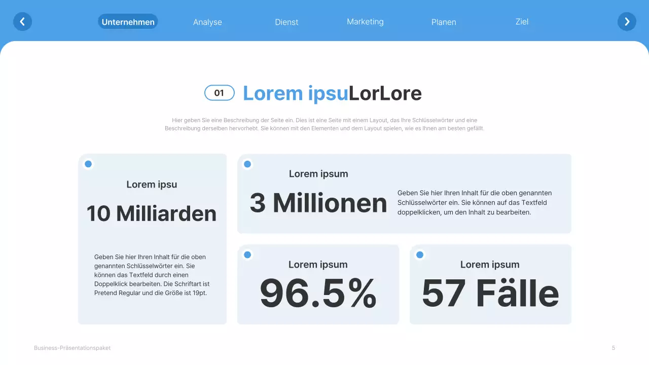 Einfache weiße und hellblaue Website Firmenprofil