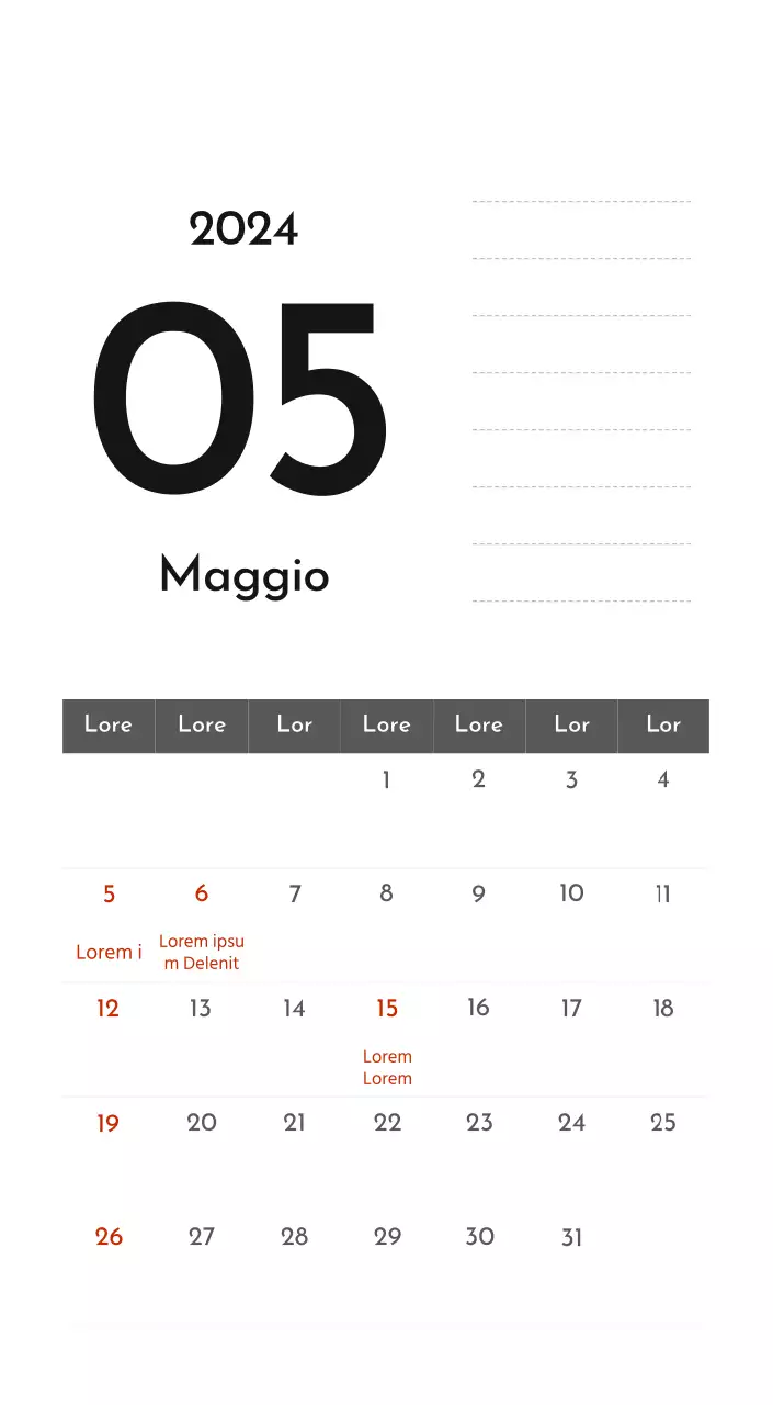 Un semplice calendario aziendale in grigio