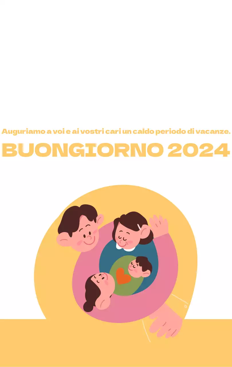 Un ospedale festivo con illustrazioni a tema salute e famiglia e accenti colorati