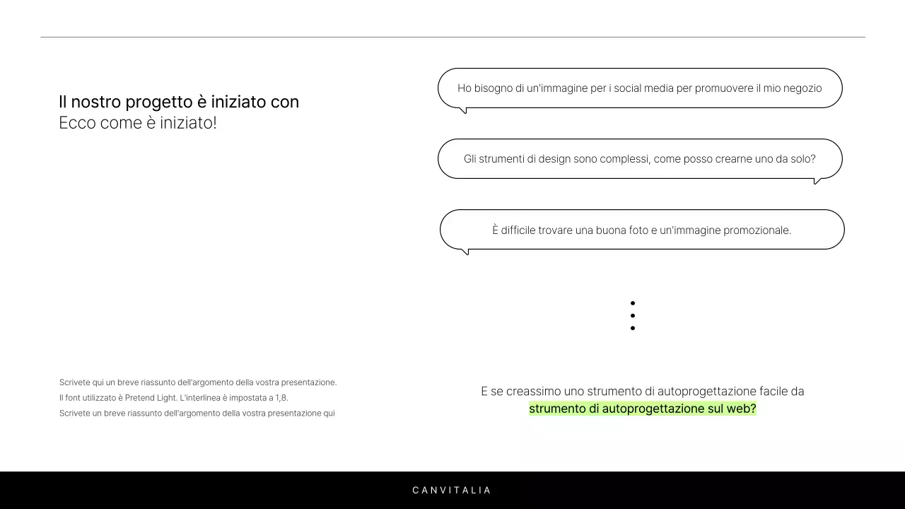 Una semplice relazione in bianco e chartreuse per introdurre un progetto