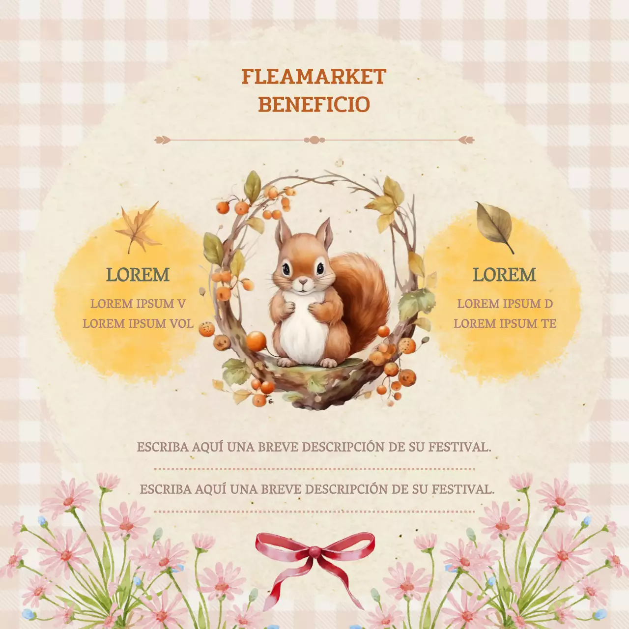 Promueva un mercadillo clásico en rosa y caqui