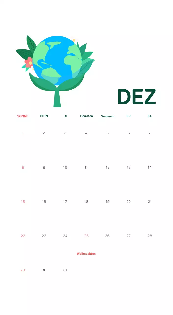 Mit farbenfrohen Illustrationen von Menschen und dem Planeten wird die Weihnachtszeit gefeiert.