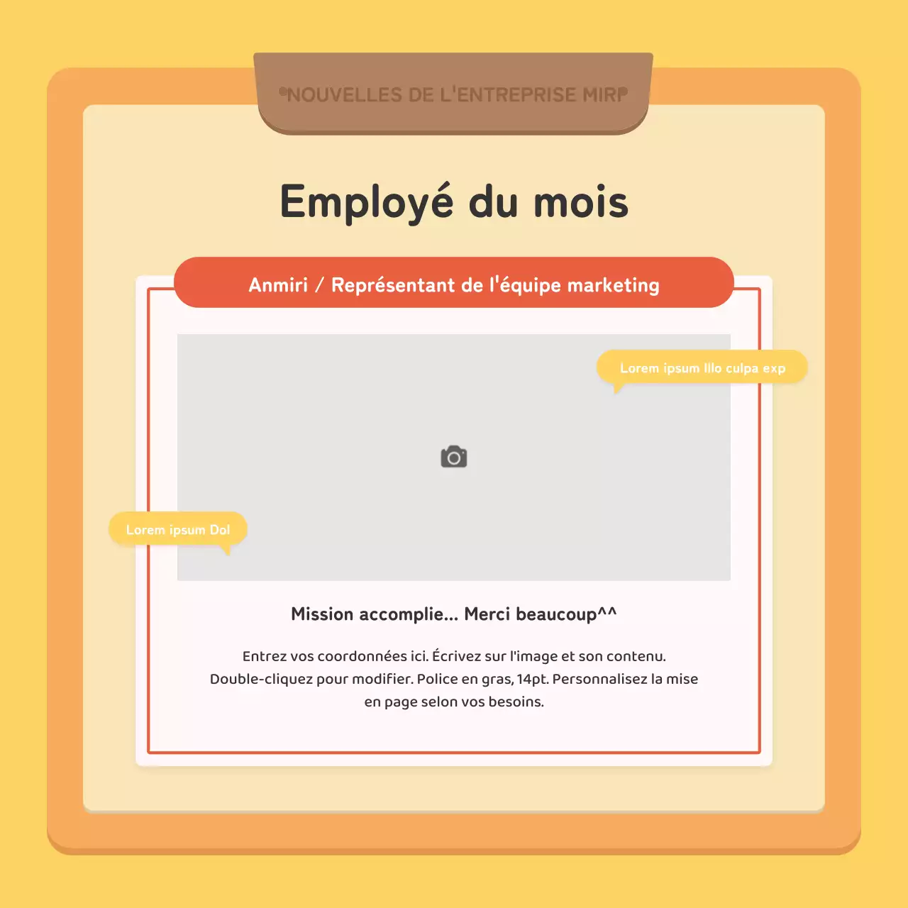 Une lettre d'information d'entreprise kitsch en rouge et jaune