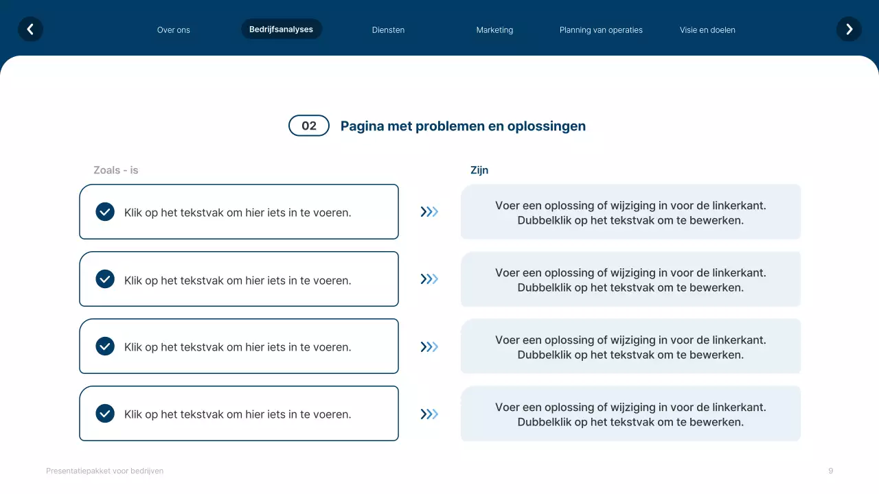 Eenvoudige witte en marineblauwe website bedrijfsprofiel