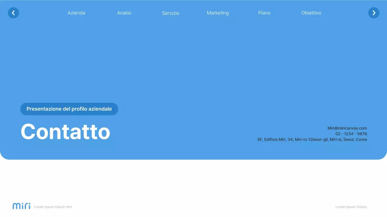 Profilo aziendale semplice in bianco e azzurro