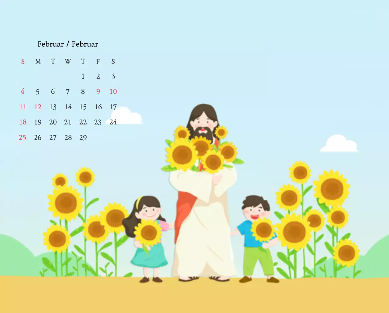 Kirchen mit niedlichen Illustrationen in warmen Farben