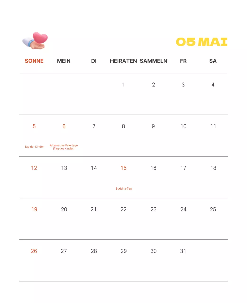 Ein festliches Krankenhaus mit Illustrationen zum Thema Gesundheit und Familie und farbenfrohen Akzenten