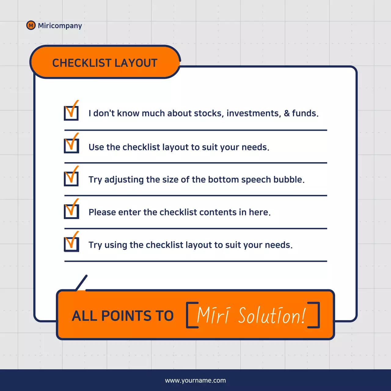 Minimalist business pitch proposal in orange and navy blue