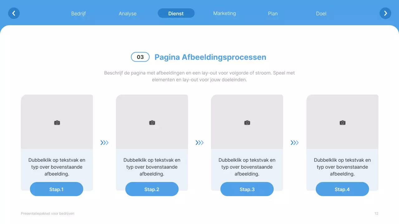 Eenvoudige witte en lichtblauwe website bedrijfsprofiel