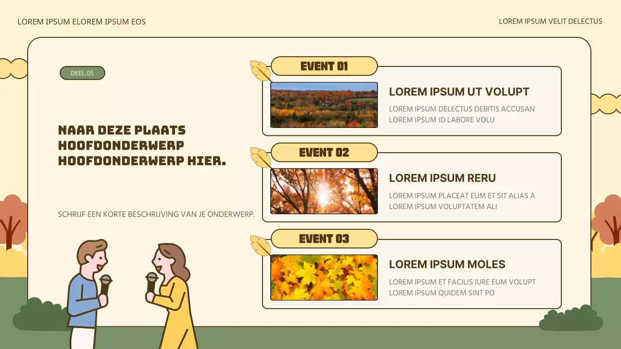 Promoot natuurlijke herfstfestivals in geel en kaki