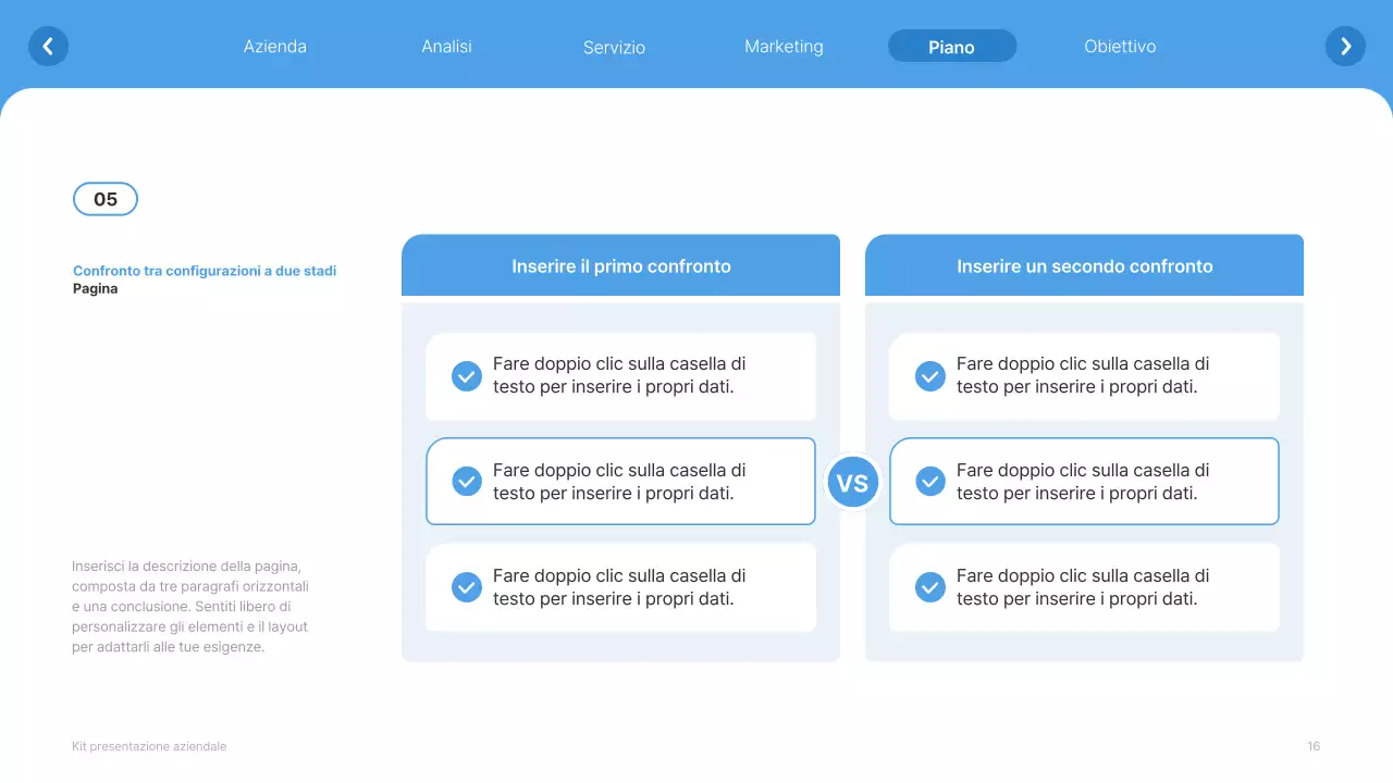 Profilo aziendale semplice in bianco e azzurro