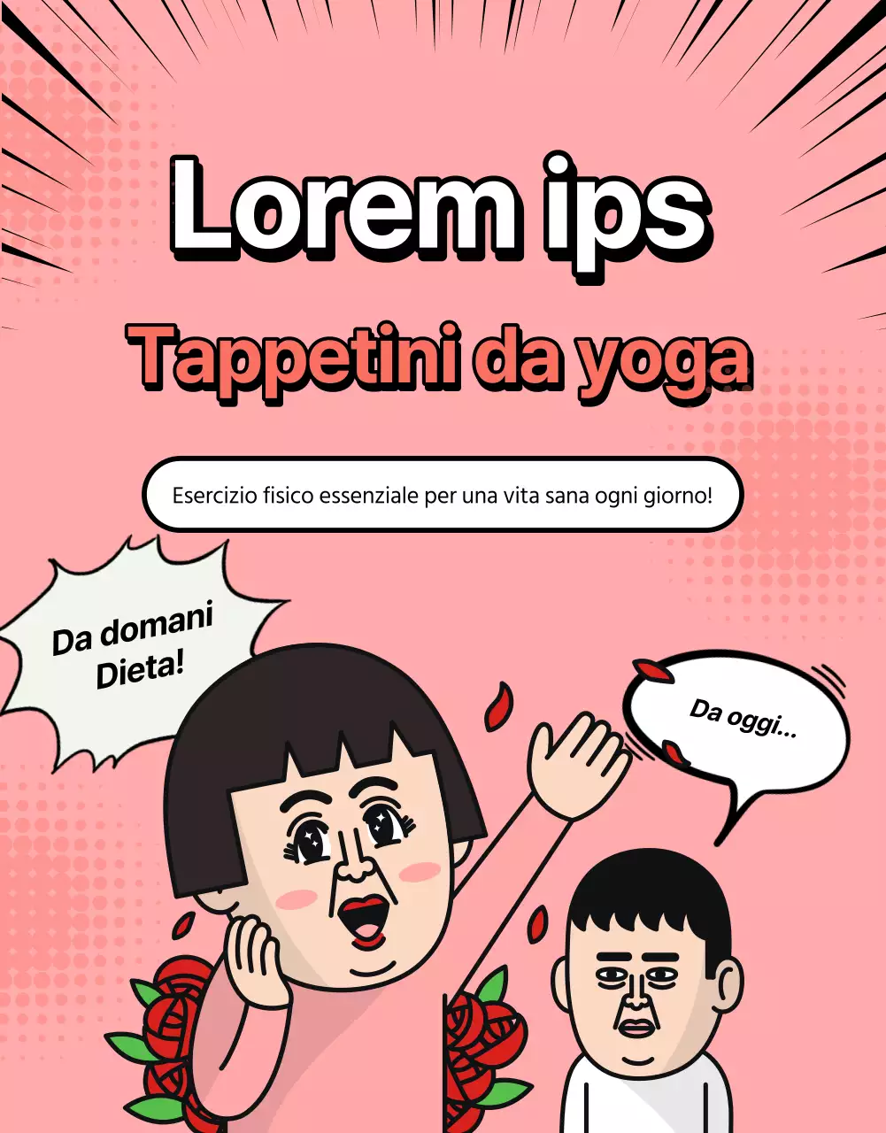 Promuovere un tappetino da yoga rosa che fa venire i conati di vomito.