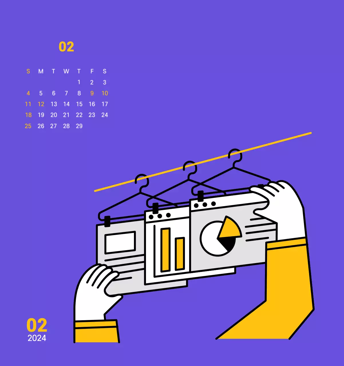 Ilustración de líneas limpias sobre fondo morado