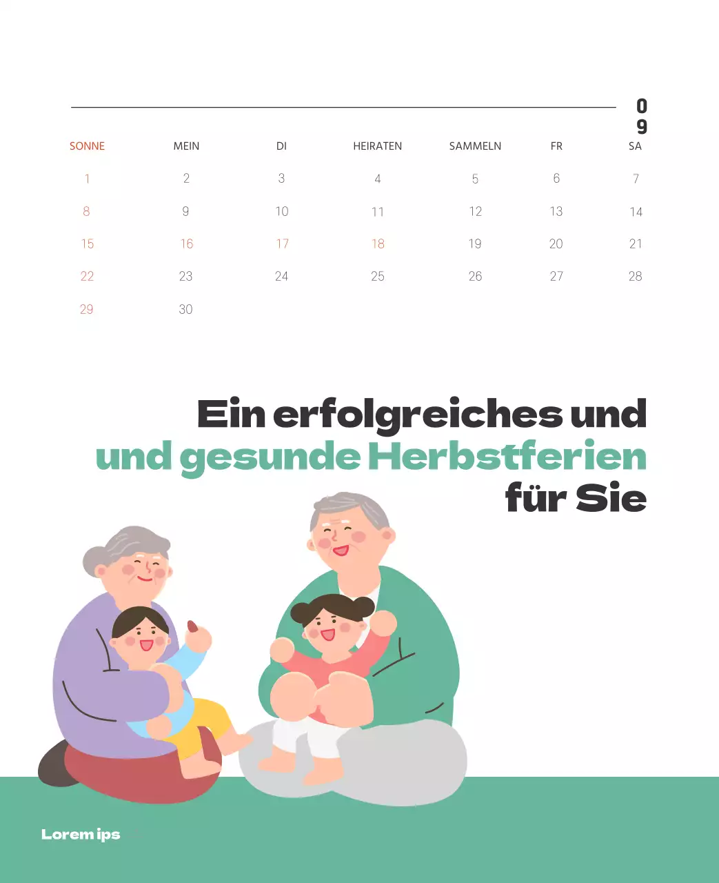 Ein festliches Krankenhaus mit Illustrationen zum Thema Gesundheit und Familie und farbenfrohen Akzenten